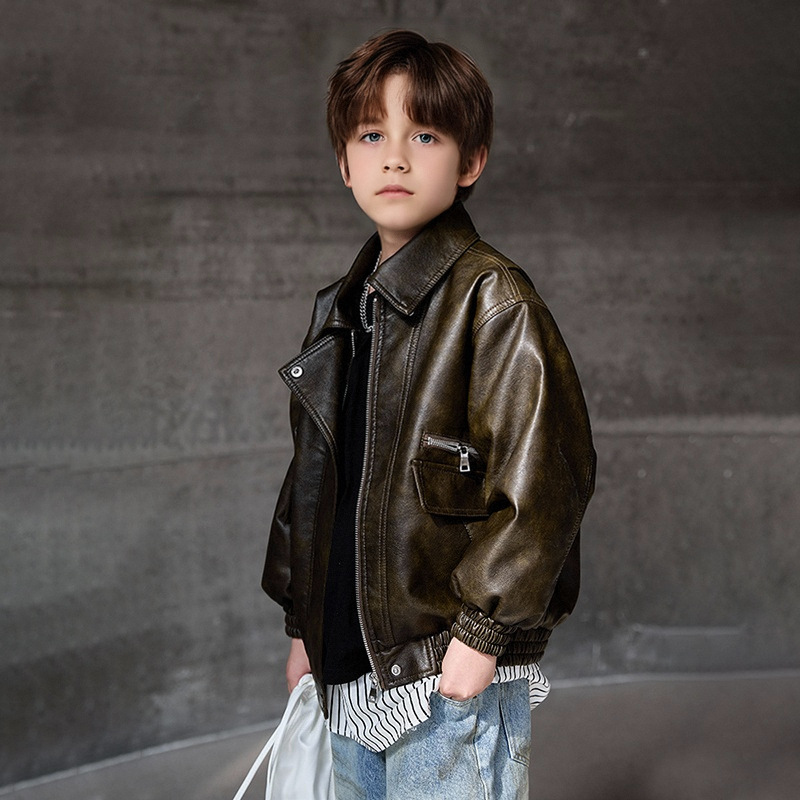 Streetwear Brand Photography - Jongens donkergroene waterdichte winddichte jas 2-12Y