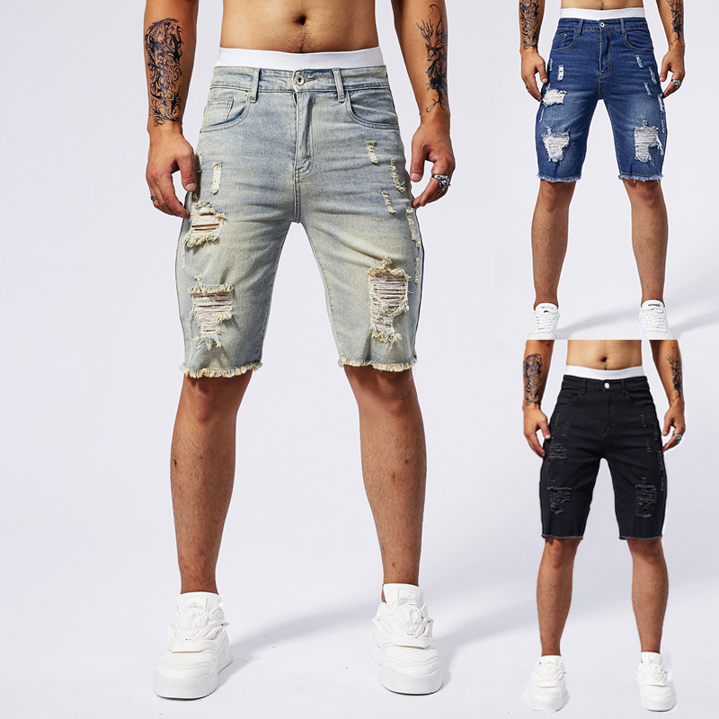 Streetwear Brand Pants - 2025 Zomer Nieuwe mannen Gescheurde Denim