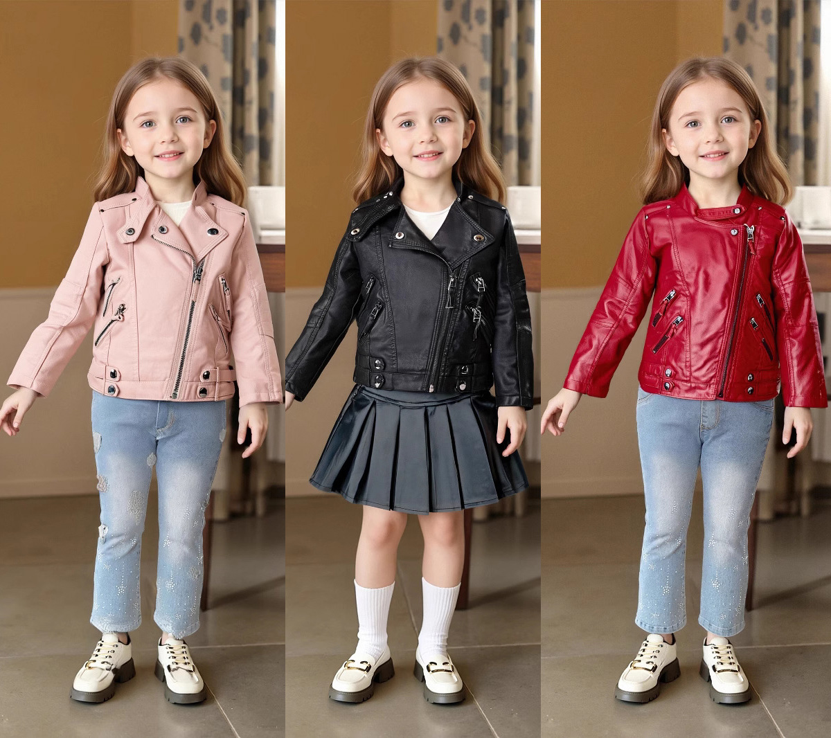 Streetwear Brand Photography - 2-12Y Meisjes Kerst Roze Rood Motorfiets