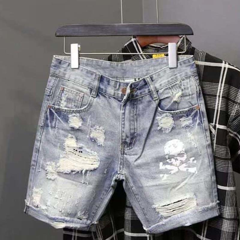Streetwear Brand Pants - Zomer Heren Versleten Kraal Gat Bedelaar